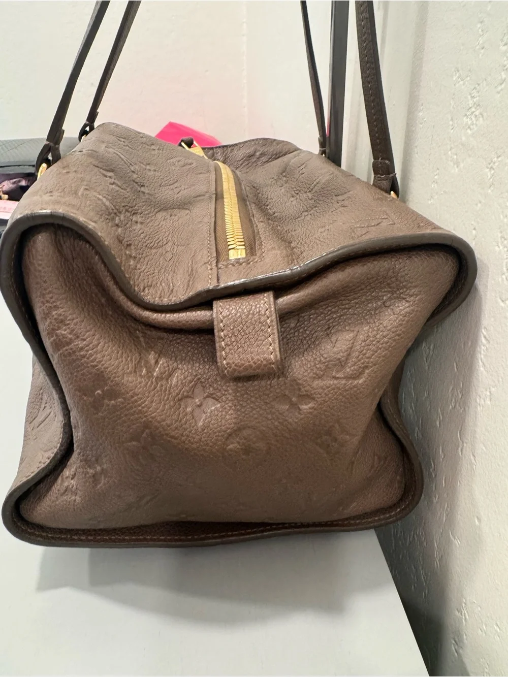 Louis Vuitton Inspiree Taupe Brown Shoulder Bag with Gold Hardware